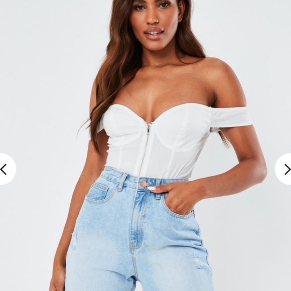 Missguided Tops - MISSGUIDED BLACK COTTON BUST ZIPUP BODYSUIT